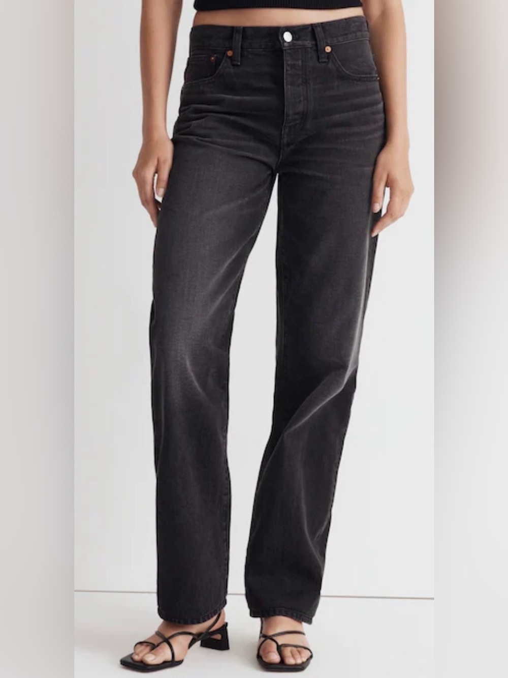 Madewell low slung Straight jeans Kent wash black rigid denim size 27